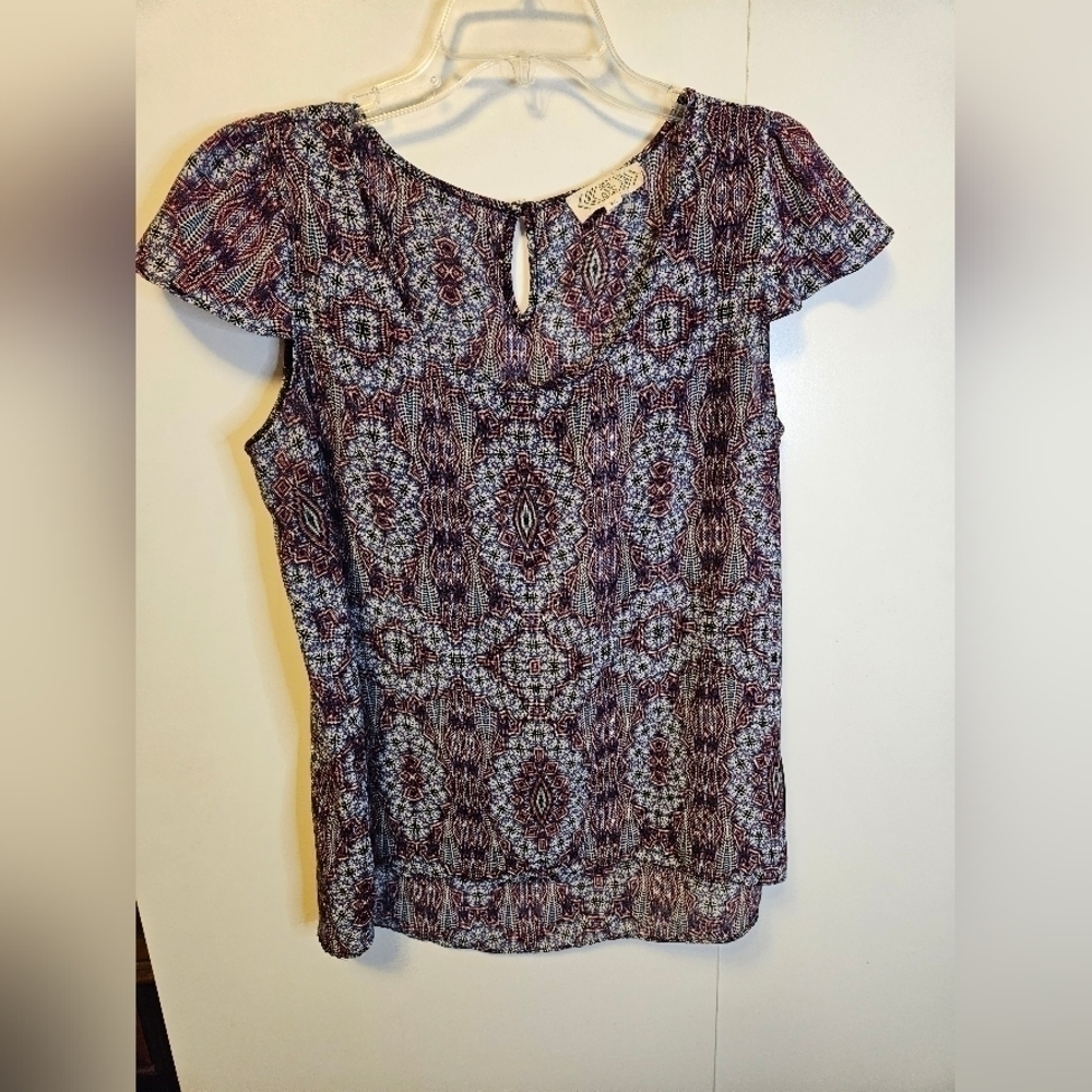 Pink Rose Junior's Size XL Sheer Abstract Top